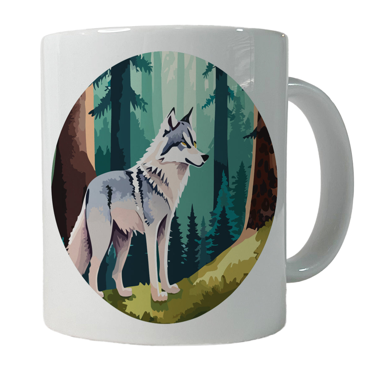 Wolf Standing Watercolor Ceramic Tea Coffee Mug Cup - 11oz