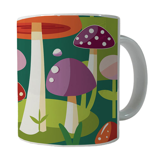 Woodland Mushrooms in the Forest Scattered Ceramic Tea Coffee Mug Cup - 11oz