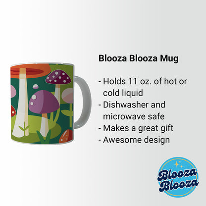 Woodland Mushrooms in the Forest Scattered Ceramic Tea Coffee Mug Cup - 11oz
