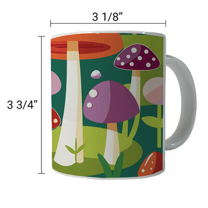 Woodland Mushrooms in the Forest Scattered Ceramic Tea Coffee Mug Cup - 11oz