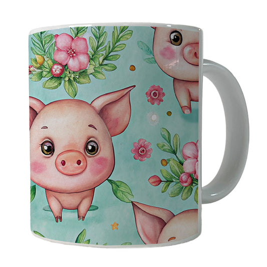Adorable Pig Faces Watercolor Ceramic Tea Coffee Mug Cup - 11oz