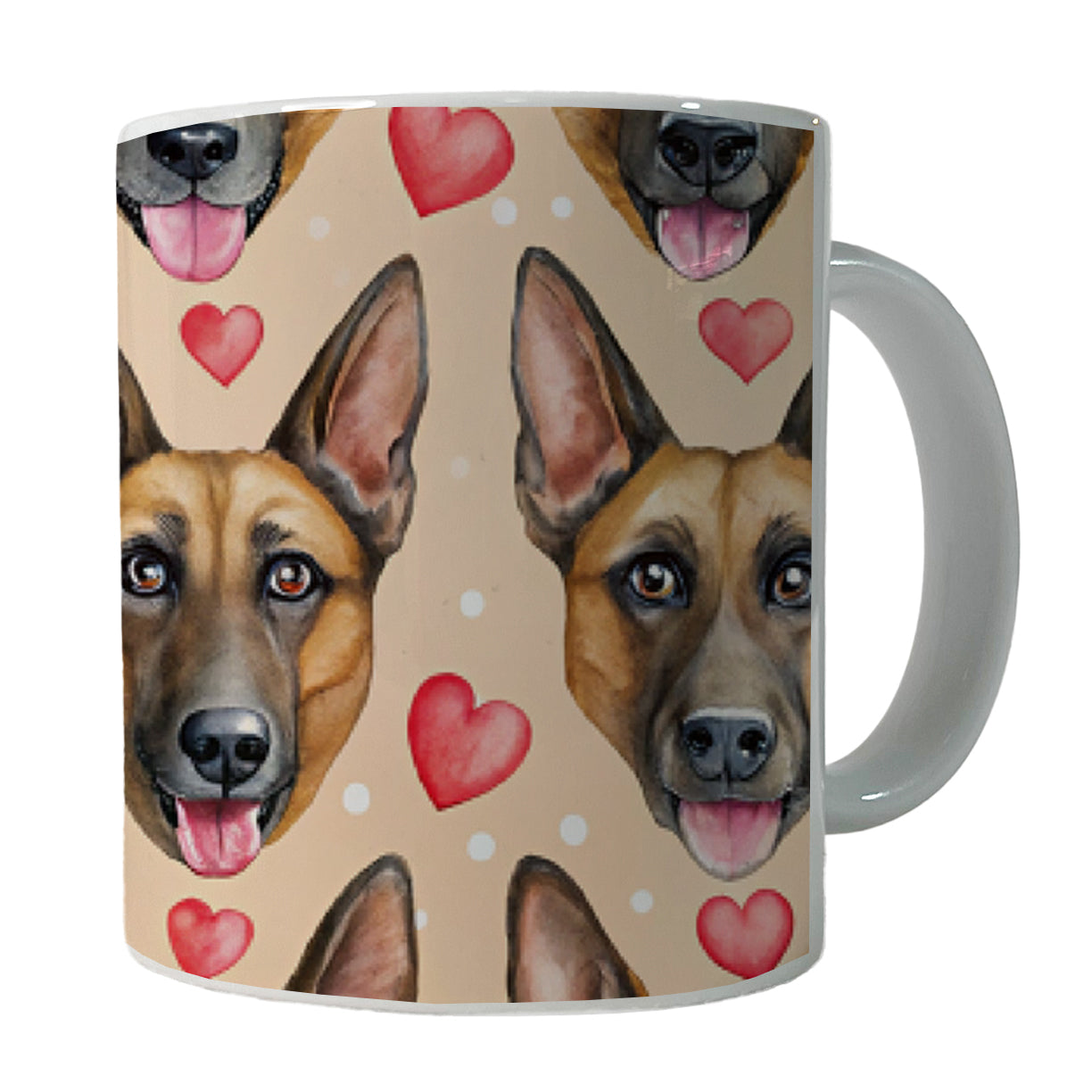 Belgian Malinois Dog Faces Hearts Ceramic Tea Coffee Mug Cup - 11oz