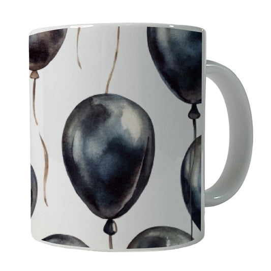 Black Balloons Watercolor Ceramic Tea Coffee Mug Cup - 11oz