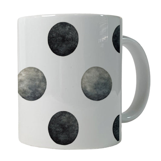 Black Polka Dots White Background Ceramic Tea Coffee Mug Cup - 11oz