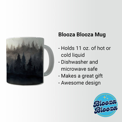 Black Shadow Forest Ombre Watercolor Ceramic Tea Coffee Mug Cup - 11oz