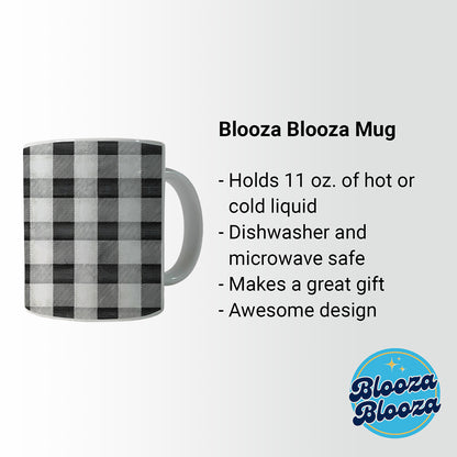 Black White Gingham Watercolor Ceramic Tea Coffee Mug Cup - 11oz