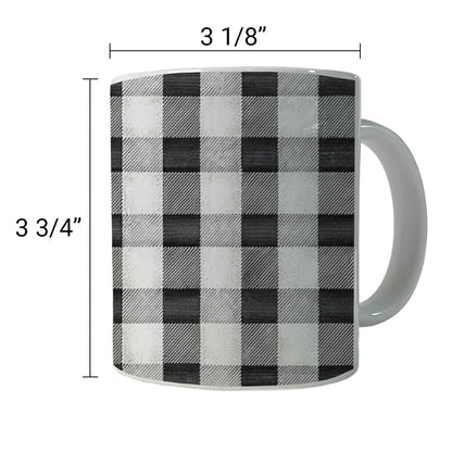 Black White Gingham Watercolor Ceramic Tea Coffee Mug Cup - 11oz