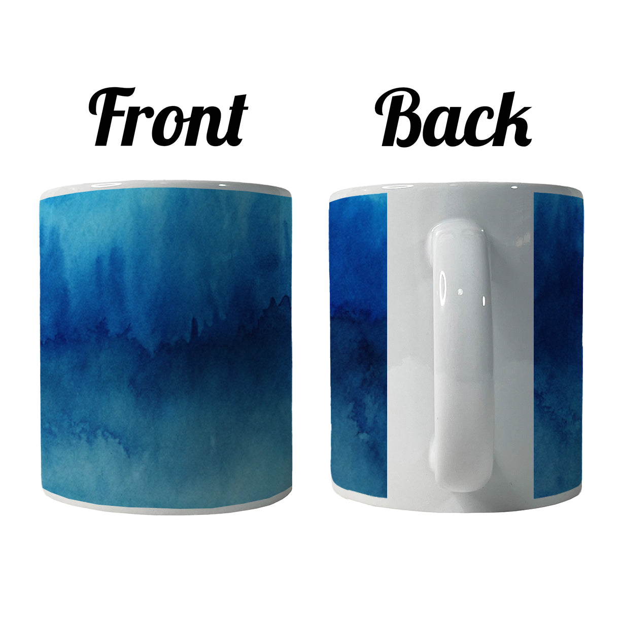 Blue Ombre Forest Watercolor Ceramic Tea Coffee Mug Cup - 11oz