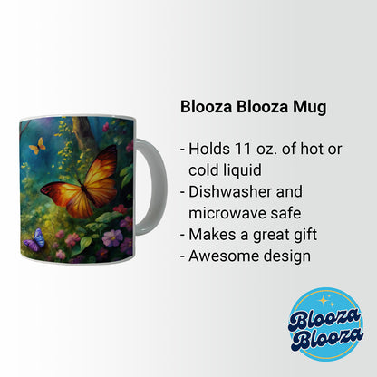 Butterflies Forest Fantasy Watercolor Design Ceramic Tea Coffee Mug Cup - 11oz