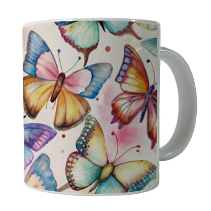 Butterflies Watercolor Ceramic Tea Coffee Mug Cup - 11oz