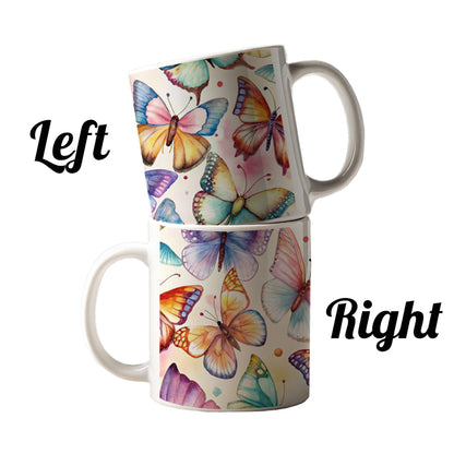Butterflies Watercolor Ceramic Tea Coffee Mug Cup - 11oz