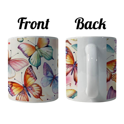 Butterflies Watercolor Ceramic Tea Coffee Mug Cup - 11oz