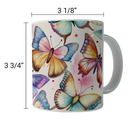 Butterflies Watercolor Ceramic Tea Coffee Mug Cup - 11oz