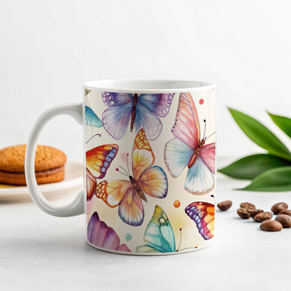 Butterflies Watercolor Ceramic Tea Coffee Mug Cup - 11oz