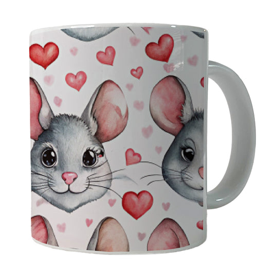Cute Chinchilla Faces Hearts Ceramic Tea Coffee Mug Cup - 11oz