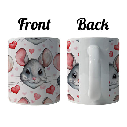 Cute Chinchilla Faces Hearts Ceramic Tea Coffee Mug Cup - 11oz
