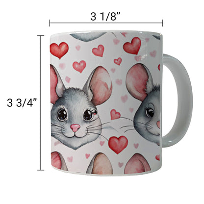 Cute Chinchilla Faces Hearts Ceramic Tea Coffee Mug Cup - 11oz