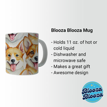 Cute Corgi Dog Faces Watercolor Ceramic Tea Coffee Mug Cup - 11oz