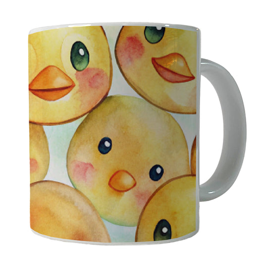Cute Duck Faces Watercolor Ceramic Tea Coffee Mug Cup - 11oz