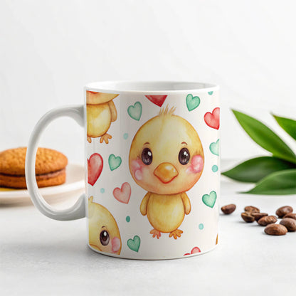 Cute Ducks Hearts Watercolor Ceramic Tea Coffee Mug Cup - 11oz