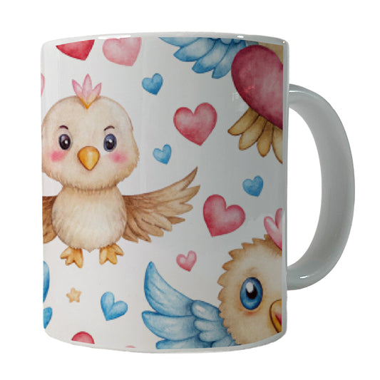 Cute Eagles Hearts Watercolor Ceramic Tea Coffee Mug Cup - 11oz