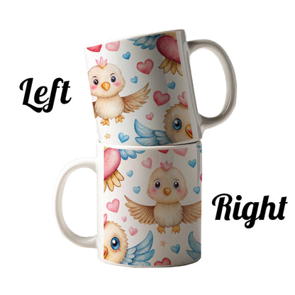 Cute Eagles Hearts Watercolor Ceramic Tea Coffee Mug Cup - 11oz