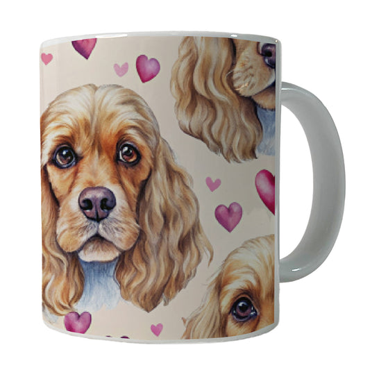 Cute English Cocker Spaniel Dog Faces Ceramic Tea Coffee Mug Cup - 11oz