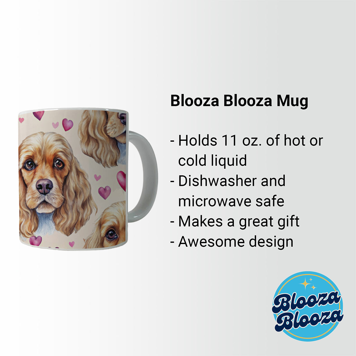 Cute English Cocker Spaniel Dog Faces Ceramic Tea Coffee Mug Cup - 11oz