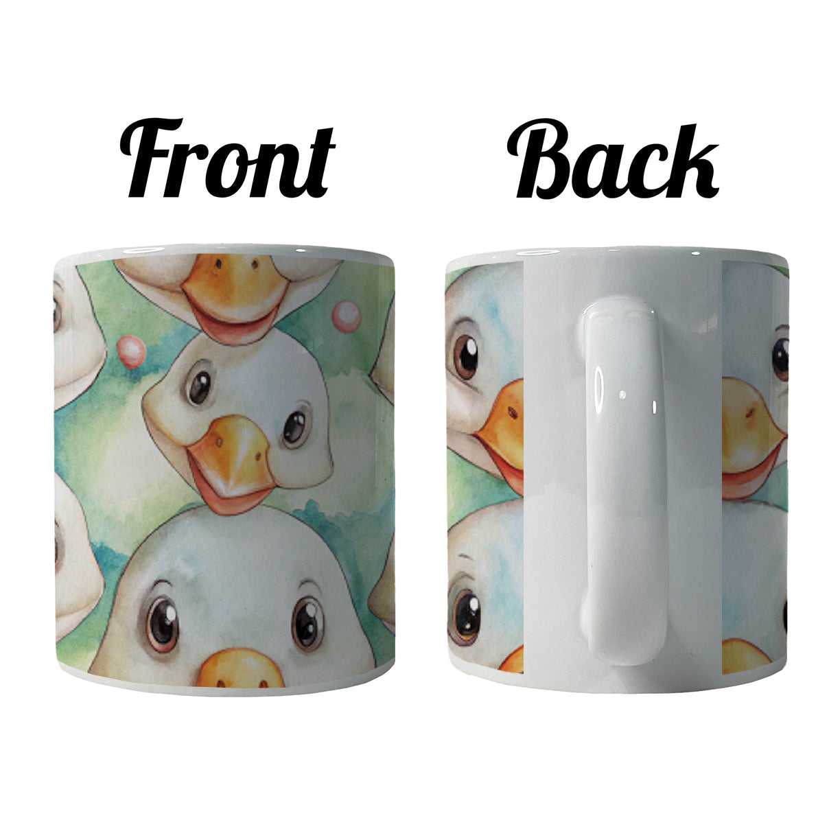 Cute Geese Faces Watercolor Ceramic Tea Coffee Mug Cup - 11oz