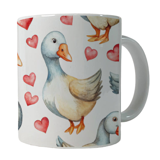 Cute Geese Hearts Watercolor Ceramic Tea Coffee Mug Cup - 11oz