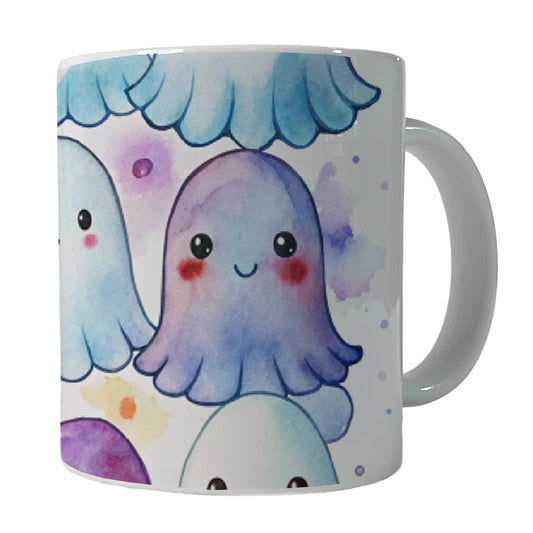 Cute Ghosts Watercolor Ceramic Tea Coffee Mug Cup - 11oz