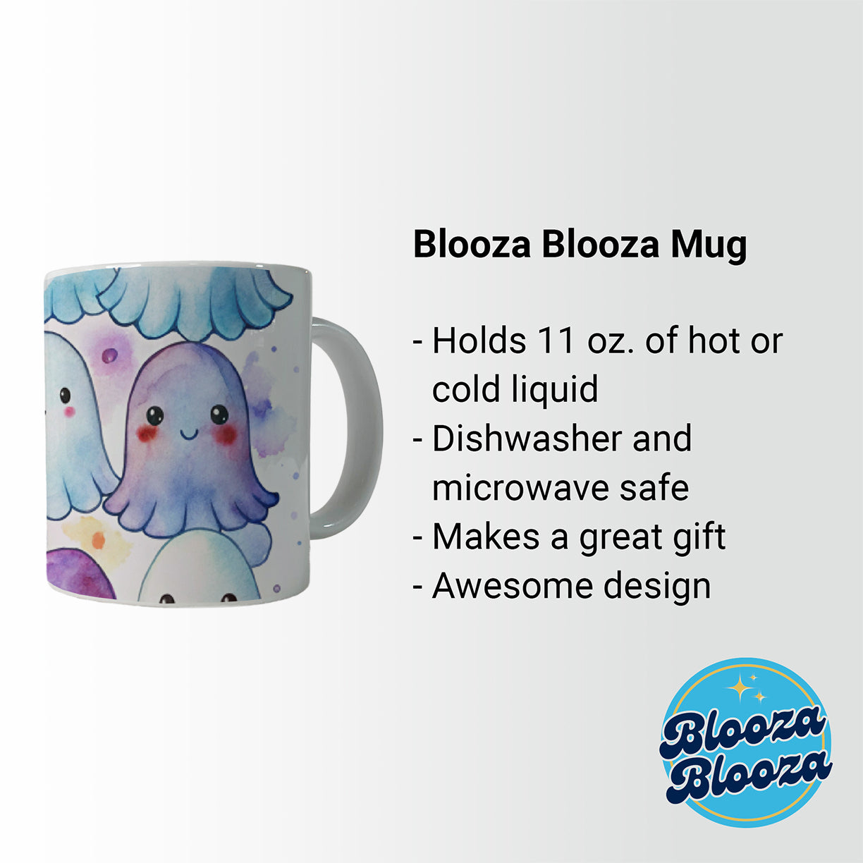 Cute Ghosts Watercolor Ceramic Tea Coffee Mug Cup - 11oz