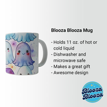 Cute Ghosts Watercolor Ceramic Tea Coffee Mug Cup - 11oz