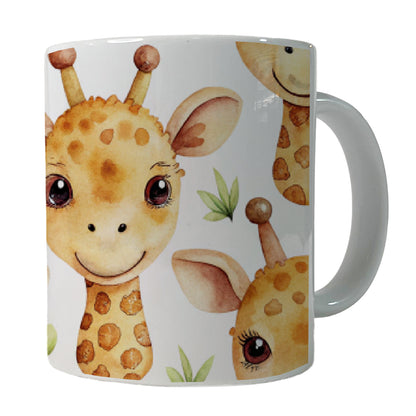 Cute Giraffe Faces Watercolor Ceramic Tea Coffee Mug Cup - 11oz