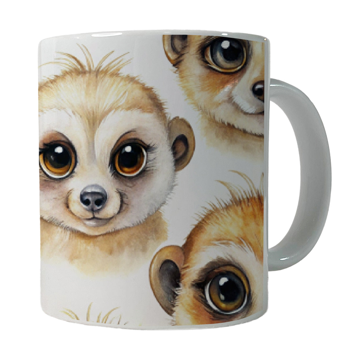 Cute Meerkat Faces Watercolor Ceramic Tea Coffee Mug Cup - 11oz