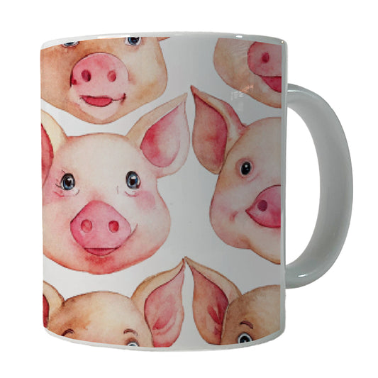 Cute Pig Faces Watercolor Ceramic Tea Coffee Mug Cup - 11oz