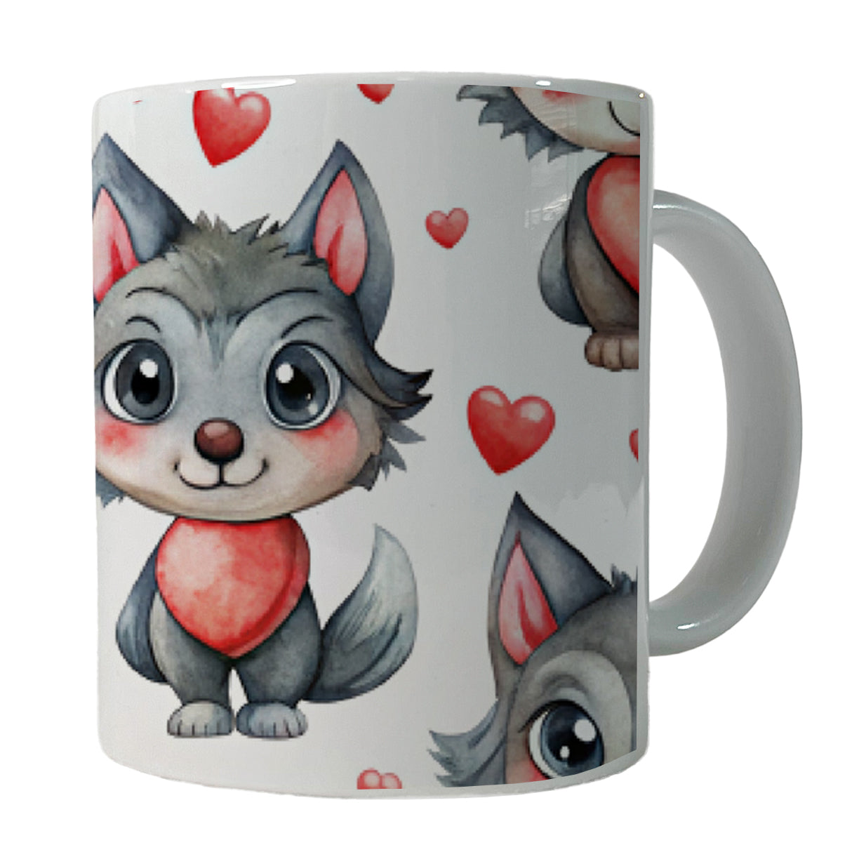 Cute Werewolves Hearts Watercolor Ceramic Tea Coffee Mug Cup - 11oz