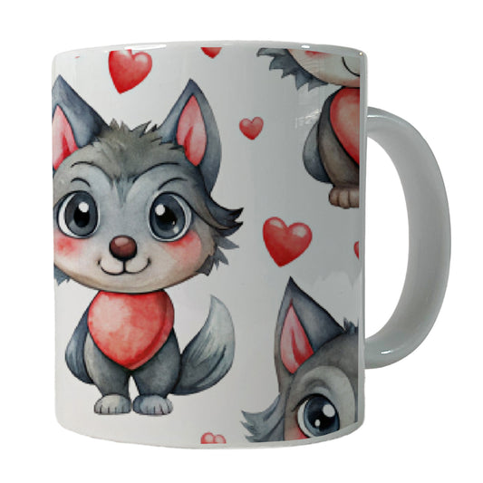 Cute Werewolves Hearts Watercolor Ceramic Tea Coffee Mug Cup - 11oz