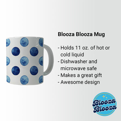 Dark Blue Polka Dots White Background Ceramic Tea Coffee Mug Cup - 11oz