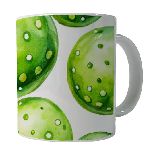 Fluorescent Green Pickleballs Ceramic Tea Coffee Mug Cup - 11oz