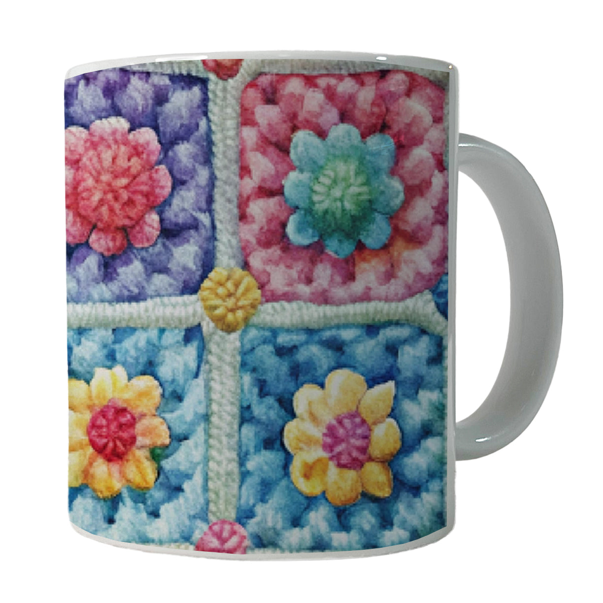 Granny Square Crochet Crocheting Pattern Watercolor Ceramic Tea Coffee Mug Cup - 11oz