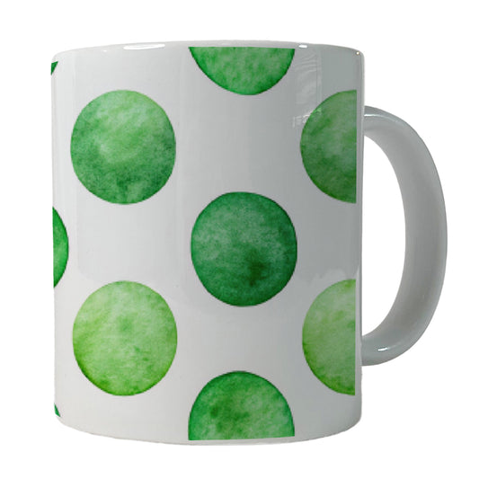 Green Polka Dots White Background Ceramic Tea Coffee Mug Cup - 11oz