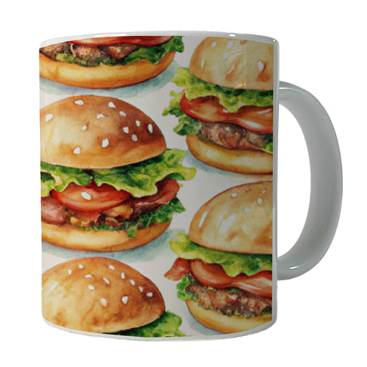 Hamburgers Watercolor Ceramic Tea Coffee Mug Cup - 11oz