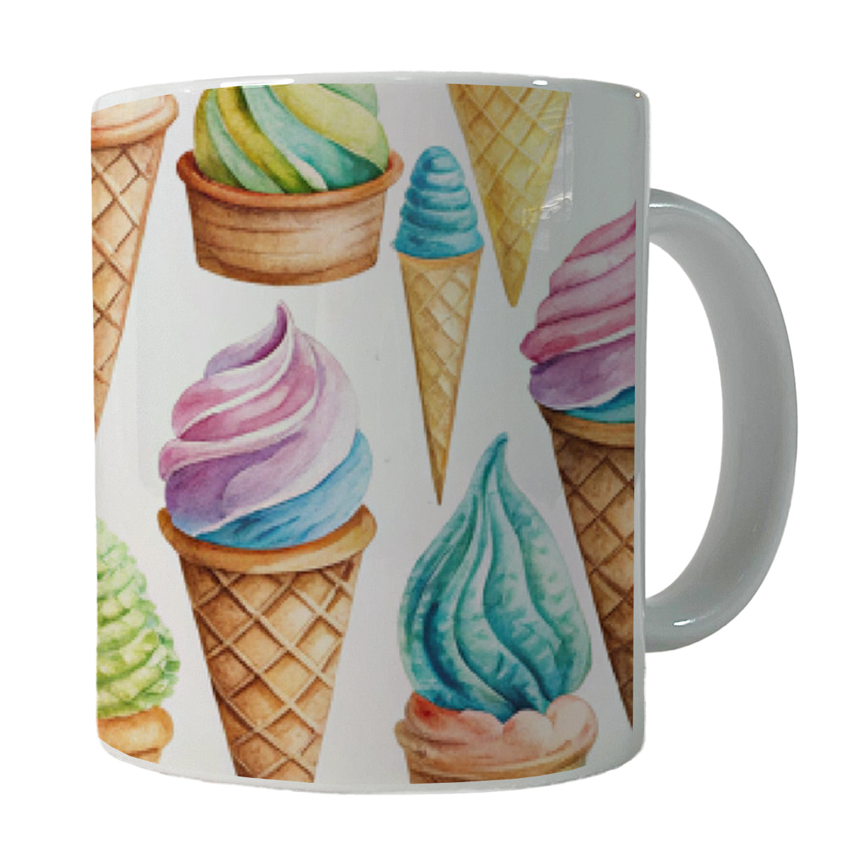 Ice Cream Cones Colorful Ceramic Tea Coffee Mug Cup - 11oz