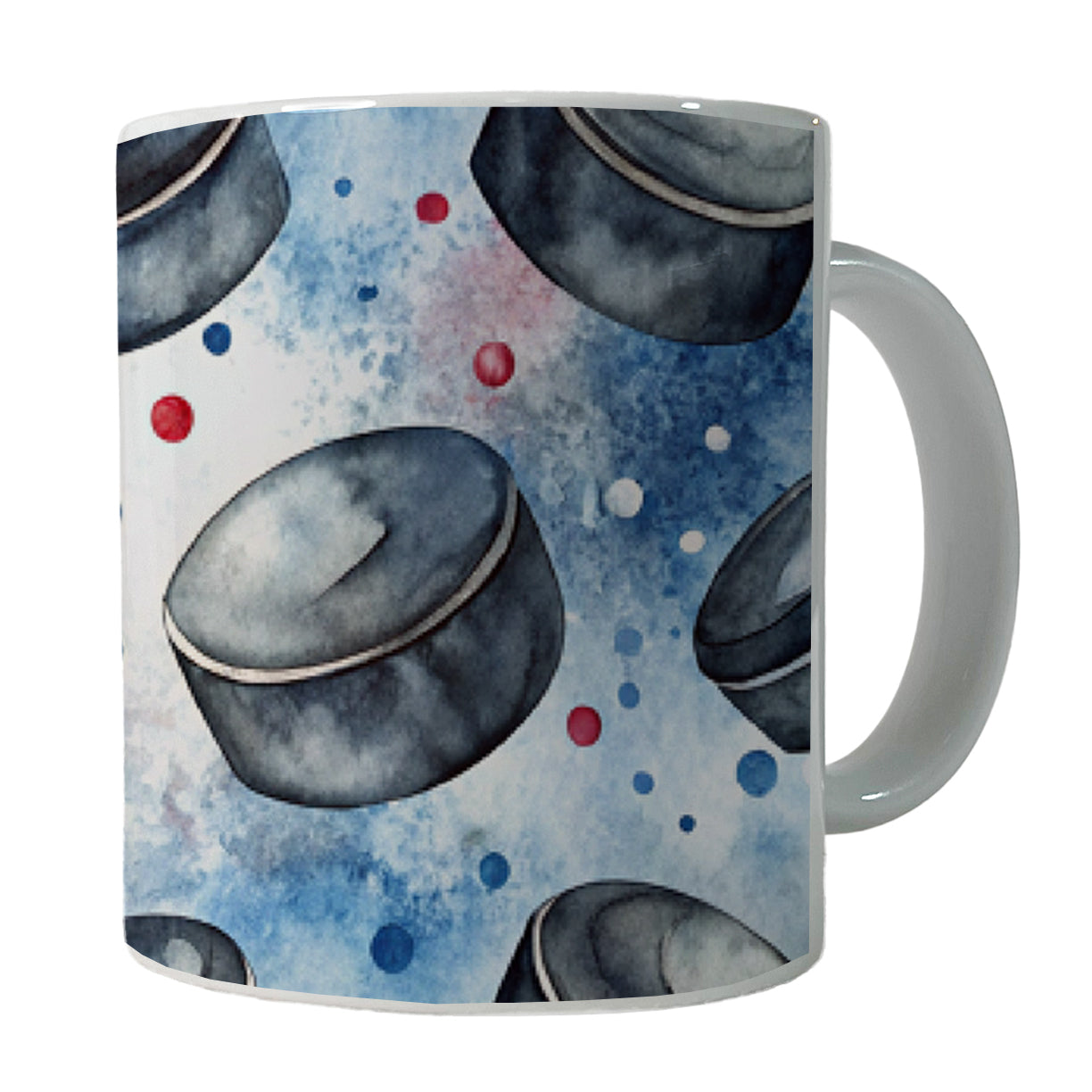 Ice Hockey Pucks Watercolor Ceramic Tea Coffee Mug Cup - 11oz