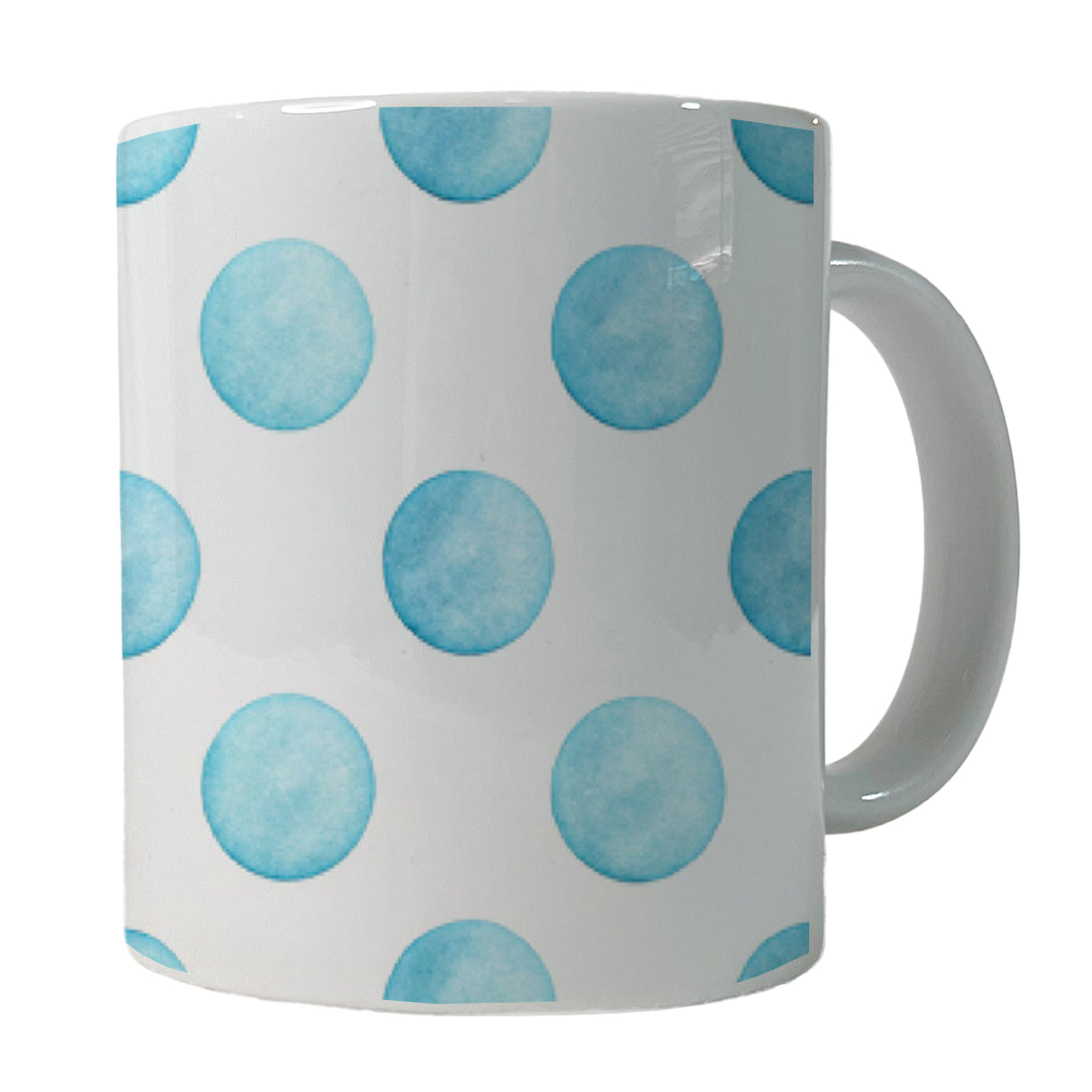 Light Blue Polka Dots White Background Ceramic Tea Coffee Mug Cup - 11oz