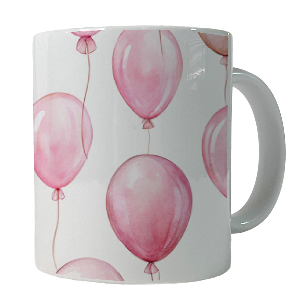 Light Pink Balloons Watercolor Birthday Ceramic Tea Coffee Mug Cup - 11oz