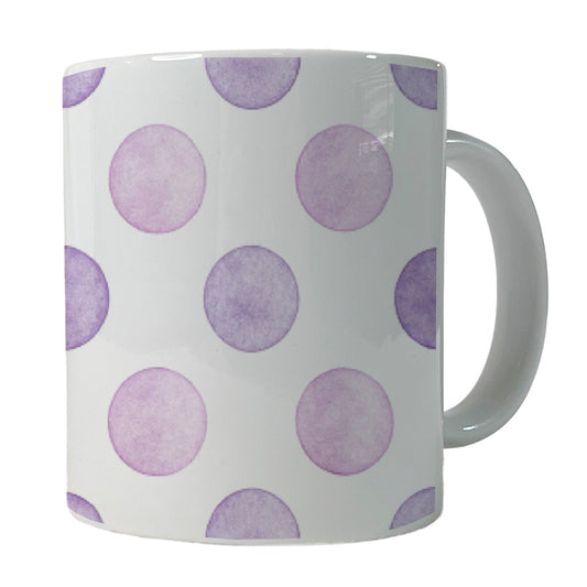 Light Purple Polka Dots White Background Ceramic Tea Coffee Mug Cup - 11oz