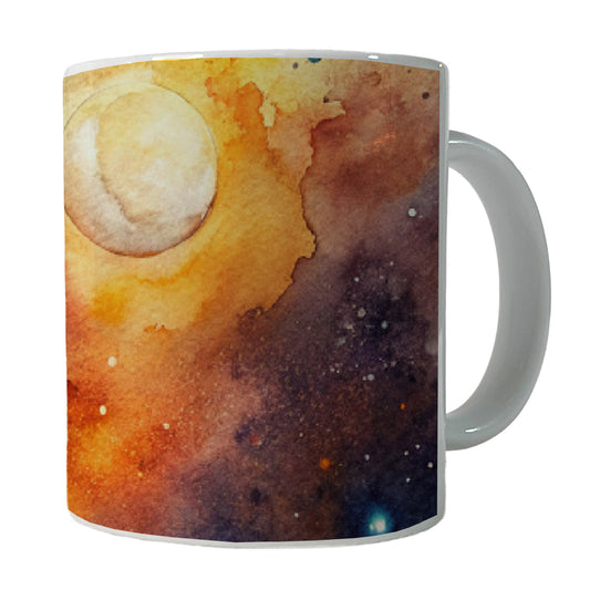 Moon Space Watercolor Design Astronomy Ceramic Tea Coffee Mug Cup - 11oz