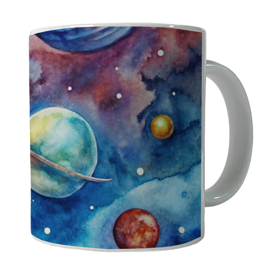 Outer Space Watercolor Astronomy Ceramic Tea Coffee Mug Cup - 11oz